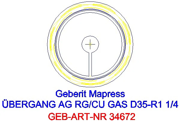 GE Mapress Kupfer Übergang mit AG (Gas) Rg d35-R1 1/4_34672_L