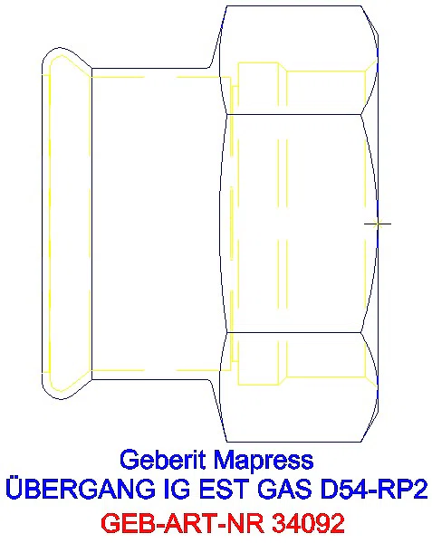 GE Mapress Edelstahl Übergang mit IG (Gas) d54-Rp2_34092_G