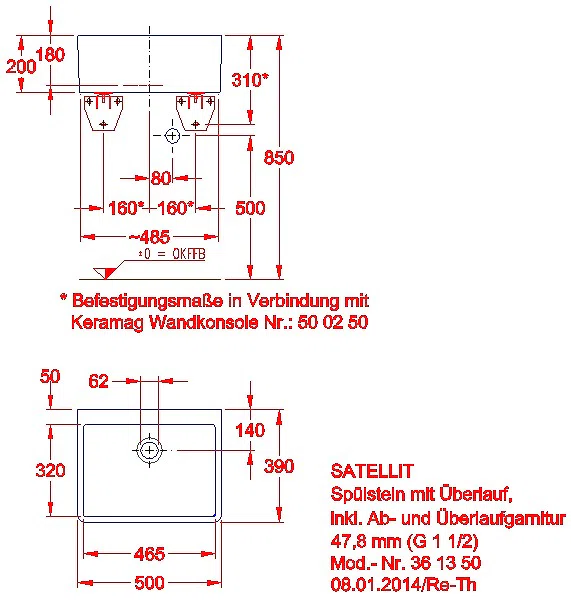 Publica Mehrzweckbecken, 50x20x39cm mit Überlauf, weiß_kgv_sat_361350