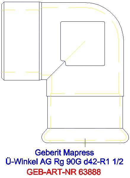 GE Mapress Kupfer Übergangswinkel 90Gr mit AG Rg d42-R1 1/2_63888_A