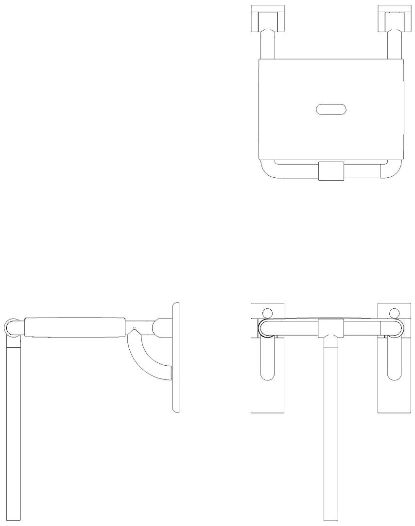 HEWI Klappsitz m. Bodenstütze B=378mm,T=414mm stahlblau