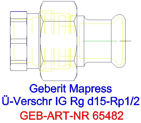 GE Mapress Kupfer Übergangsverschraubung mit IG Rg d15-Rp1/2_65482_A