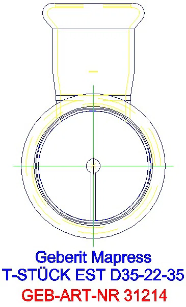 GE Mapress Edelstahl T-Stück reduziert d35-22-35_31214_L