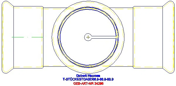 GE Mapress Edelstahl T-Stück egal (Gas) d88,9-88,9-88,9_34286_G
