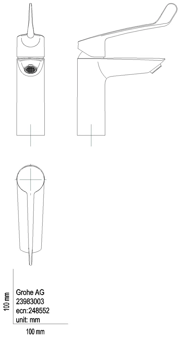 GROHE EH-WT-Batterie Eurosmart 23983_3 M-Size langer Hebel PO-Ablaugrt. chrom