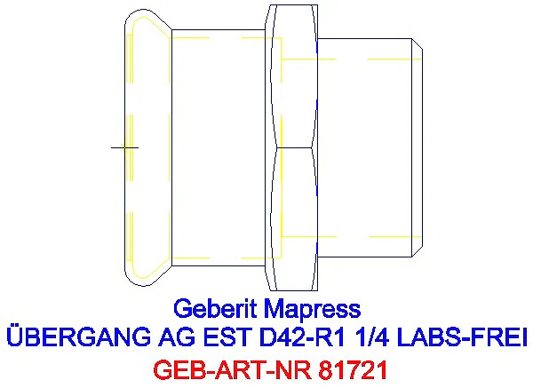 GE Mapress Edelstahl Übergang mit AG (LABS-frei) d42-R1 1/4_81721_A
