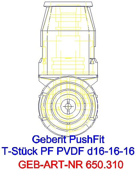 GE PushFit T-Stück egal PVDF d16-16-16_650.310.00.1_L