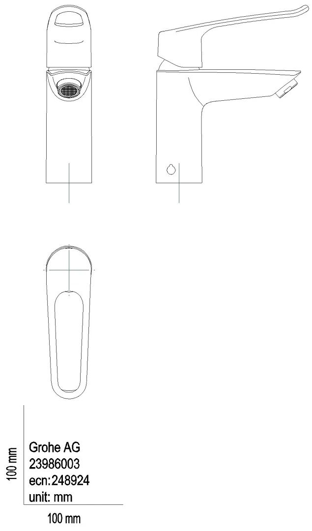 GROHE EH-WT-Batterie Eurosmart 23986_3 S-Size Verbrühschutz offener Hebel chrom