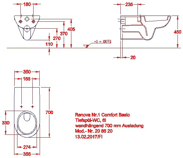 Renova Comfort Wand-WC Tiefspüler Ausld. 70cm_kgv_r1_comf_basic_208520