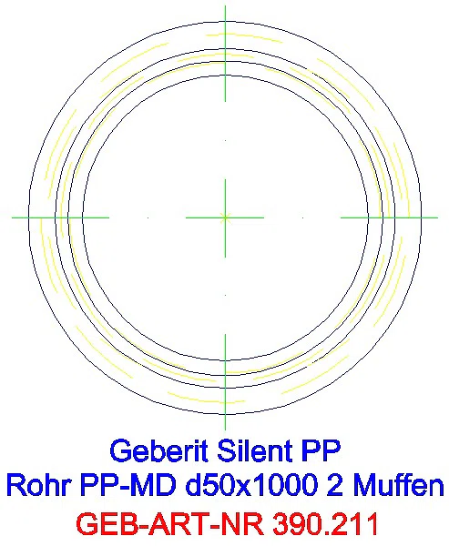 GE Silent-PP Rohr mit zwei Muffen d50x2 L:100cm_390.211.14.1_G