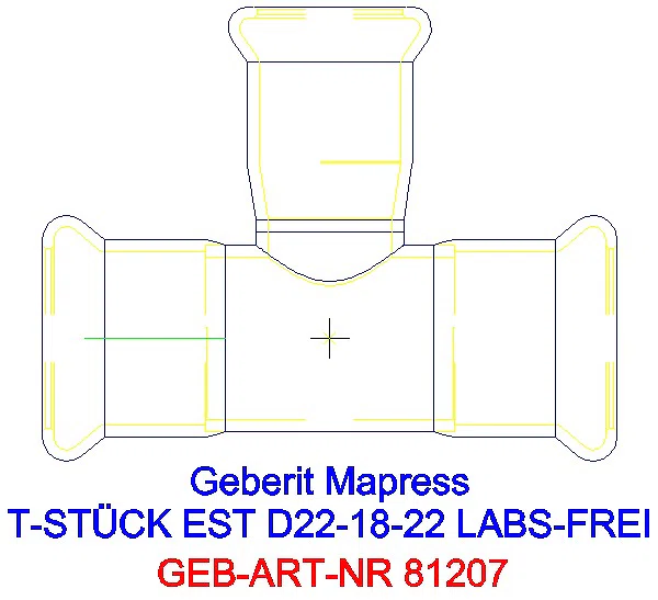 GE Mapress Edelstahl T-Stück reduziert (LABS-frei) d22-18-22_81207_A