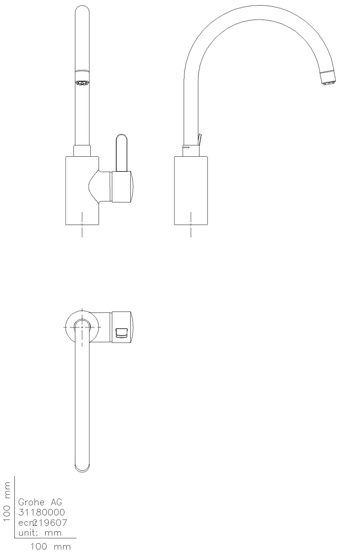 GROHE EH-SPT-Batterie Eurosmart C 31180 hoher Auslauf Niederdruck chrom