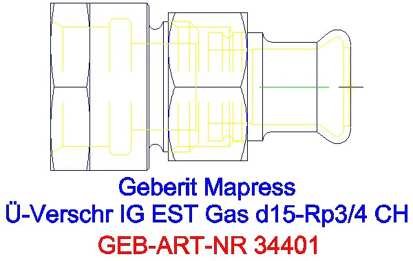 GE Mapress Edelstahl Übergangsverschr. mit IG (Gas) d15-Rp3/4_34401_G