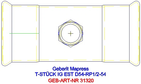 GE Mapress Edelstahl T-Stück mit IG d54-Rp1/2-54_31320_G