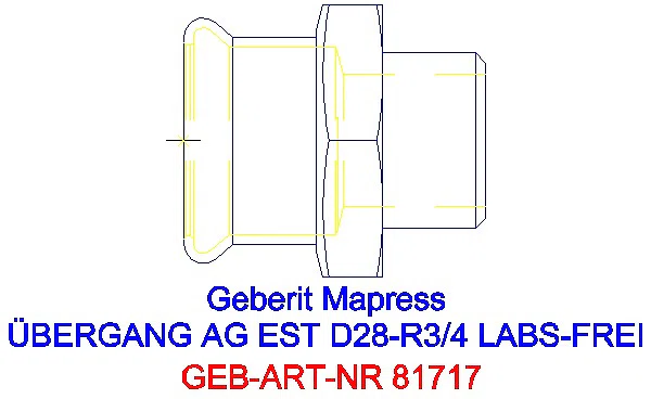 GE Mapress Edelstahl Übergang mit AG (LABS-frei) d28-R3/4_81717_A