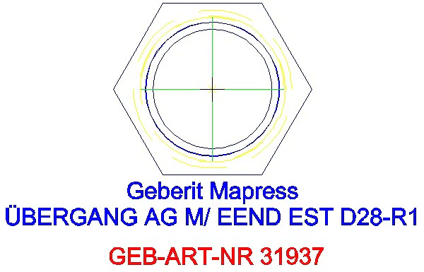 GE Mapress Edelstahl Übergang mit AG und Einschubende d28-R1_31937_L