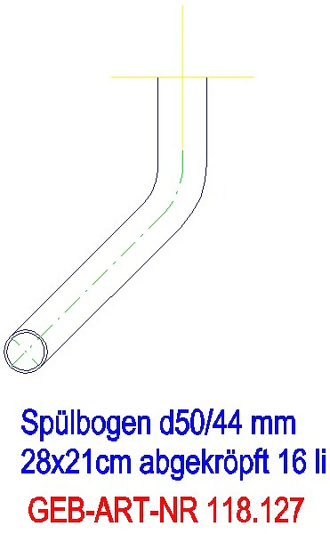 GE Spülbogen 90Gr 28x21 cm links gekröpft 16 cm weiß-alpin d50/44_118.127.11.1_A