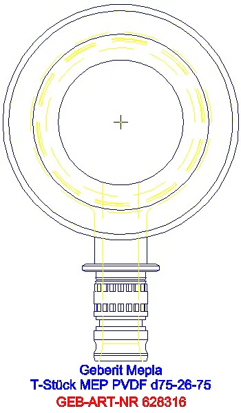 GE Mepla T-Stück reduziert PVDF d75-26-75_628.316.00.5_L