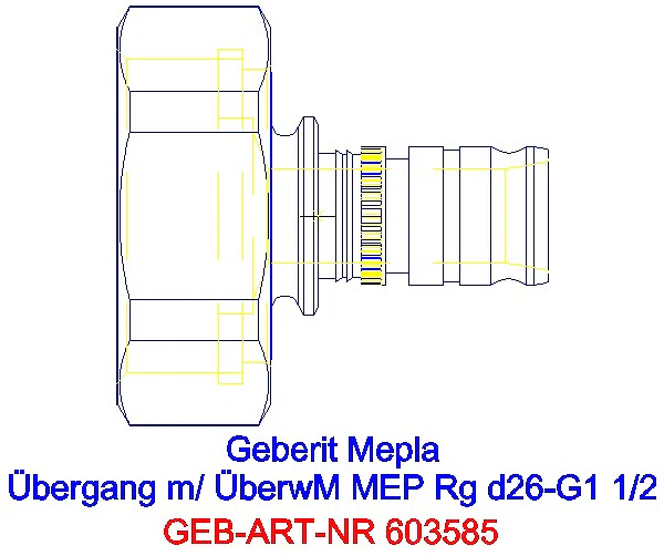 GE Mepla Übergang mit Überwurfmutter Rg d26-G1 1/2_603.585.00.5_A
