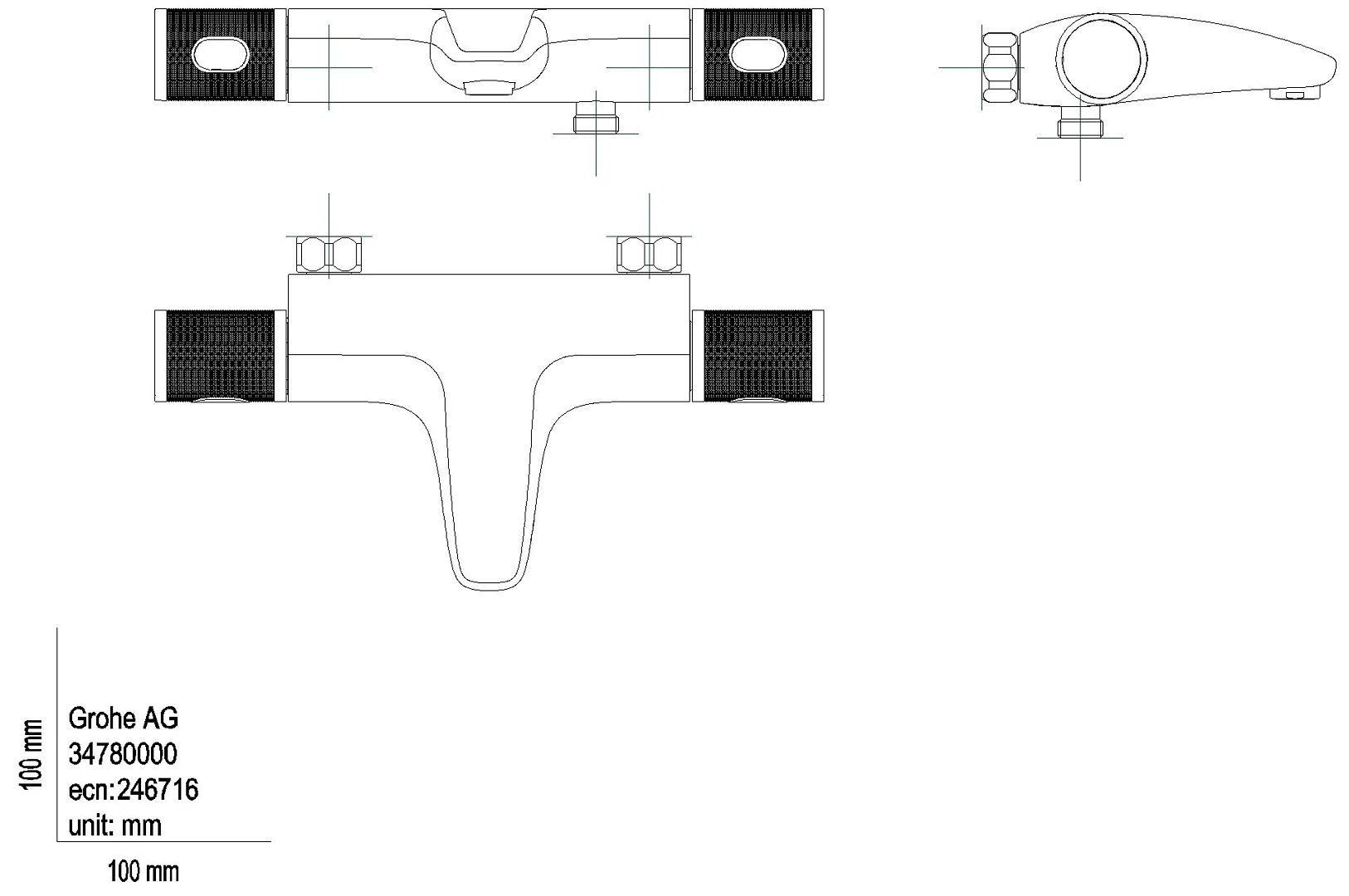 GROHE THM-Wannenbatterie Grohtherm 1000 Performance 34831 ohne Anschlüsse chrom