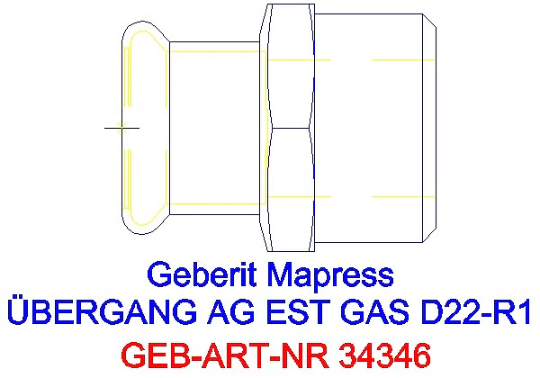 GE Mapress Edelstahl Übergang mit AG (Gas) d22-R1_34346_A