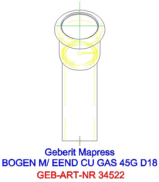 GE Mapress Kupfer Bogen 45Gr mit Einschubende (Gas) d18_34522_L