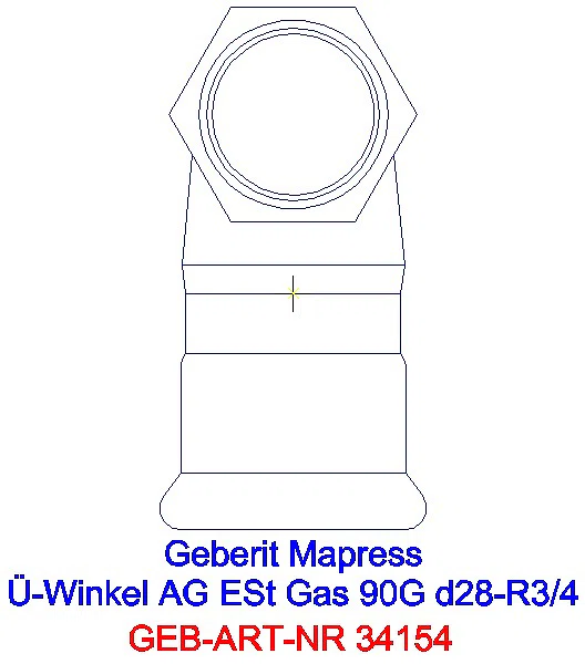 GE Mapress Edelstahl Übergangswinkel 90Gr mit AG (Gas) d22-Rp1/2_34154_L