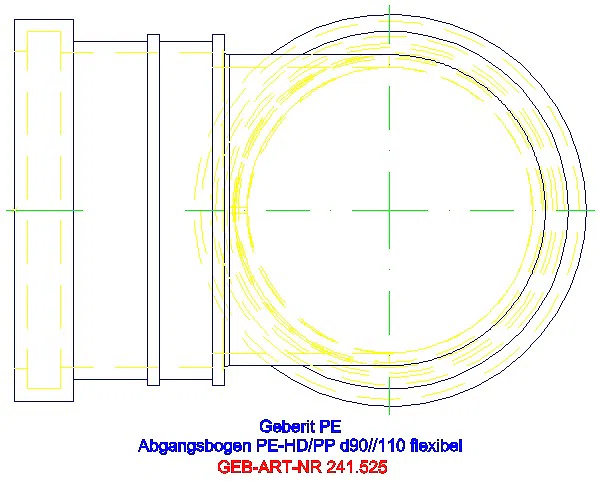 GE PE Anschlussbogen 90Gr für Wand-WC ausziehbar d110/90_241.525.00.1_G