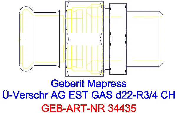 GE Mapress Edelstahl Übergangsverschr. mit AG (Gas) d22-R3/4_34435_G