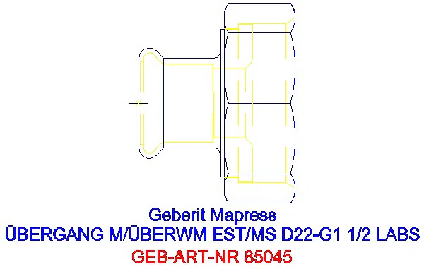 GE Mapress Edelstahl Übergang mit Überwurfmutter (LABS-frei) d22-G1 1/2_85045_G