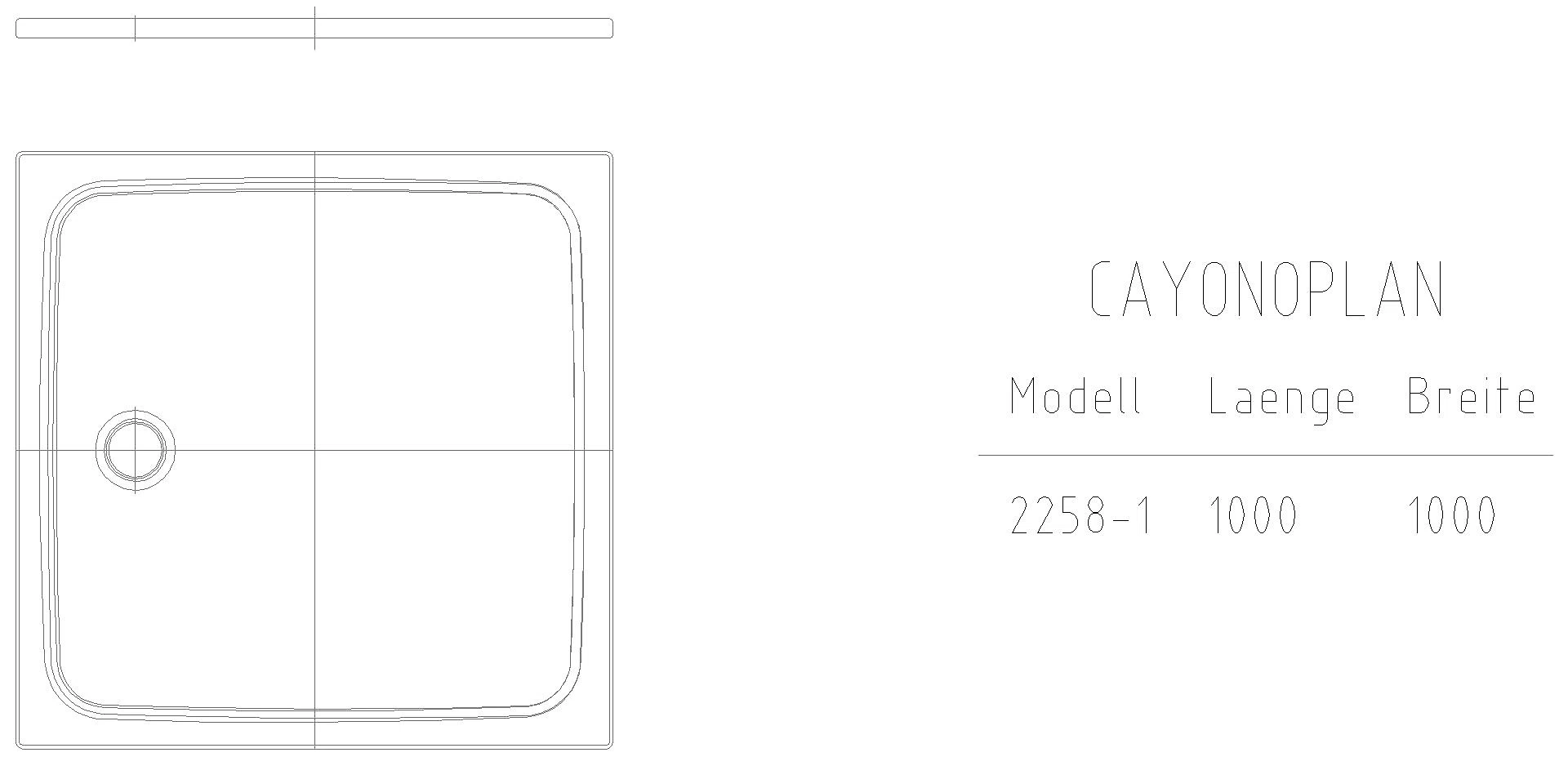 KALDEWEI CAYONOPLAN Duschfläche, 1000x1000x32 mm, Modell-Nr: 2258-1