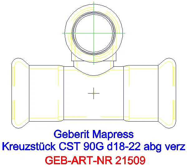 GE Mapress C-Stahl Kreuzstück 90Gr abgesetzt d18-22 verzinkt_21509_A