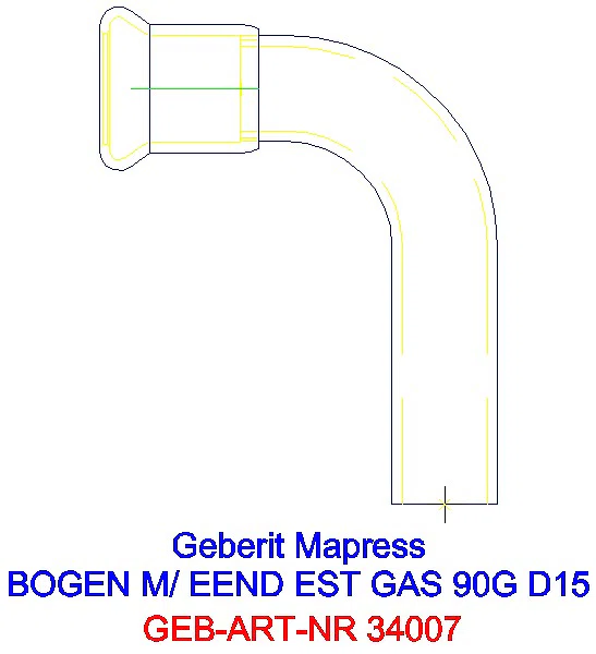 GE Mapress Edelstahl Bogen 90Gr d15 mit Einschubende (Gas)_34007_A