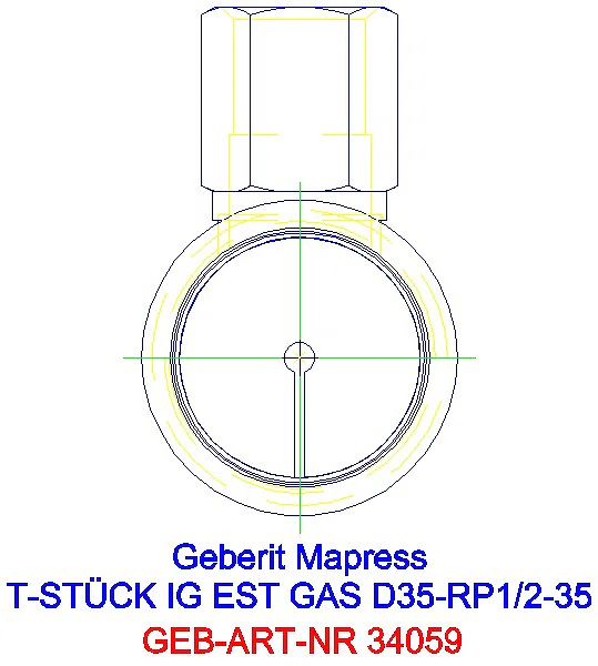 GE Mapress Edelstahl T-Stück mit IG (Gas) d35-Rp1/2-35_34059_L