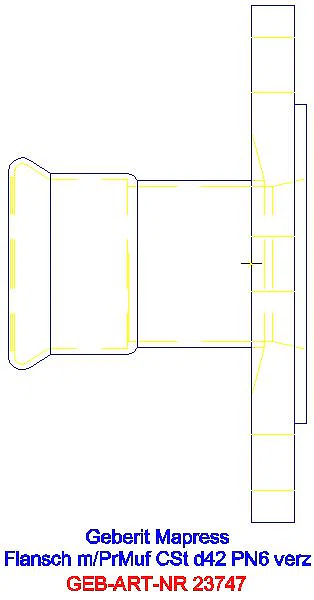 GE Mapress C-Stahl Flansch PN 6 mit Pressmuffe d42_23747_G