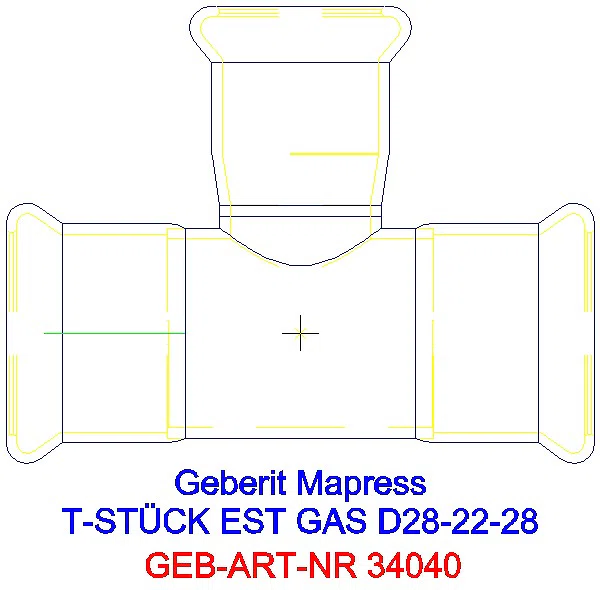 GE Mapress Edelstahl T-Stück reduziert (Gas) d28-22-28_34040_A