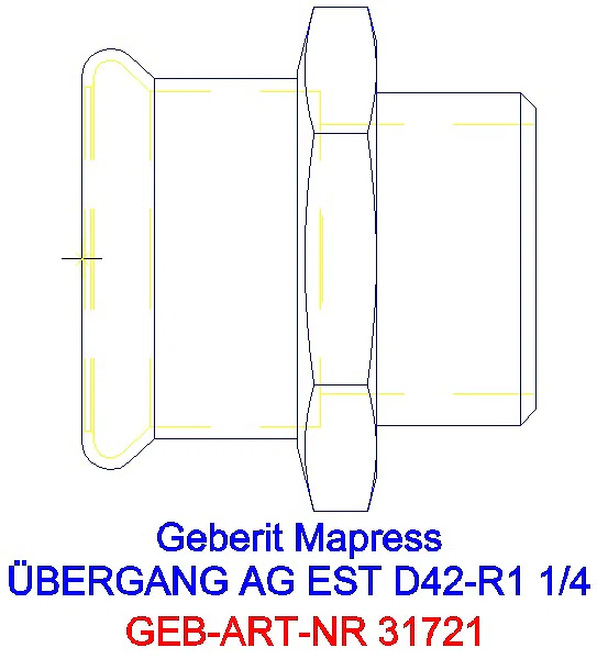 GE Mapress Edelstahl Übergang mit AG d42-R1 1/4_31721_G