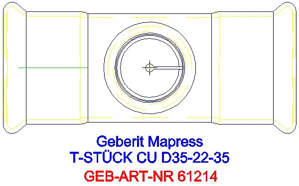 GE Mapress Kupfer T-Stück reduziert d35-22-35_61214_G