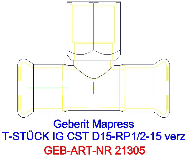GE Mapress C-Stahl T-Stück mit IG d18-Rp1/2-18 verzinkt_21305_A