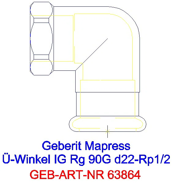 GE Mapress Kupfer Übergangswinkel 90Gr mit IG Rg d22-Rp1/2_63864_A