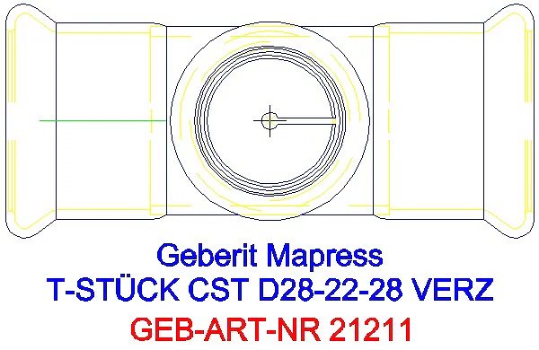 GE Mapress C-Stahl T-Stück reduziert d28-22-28 verzinkt_21211_G