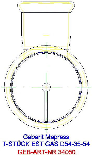 GE Mapress Edelstahl T-Stück reduziert (Gas) d54-35-54_34050_L