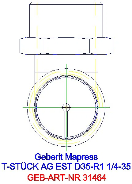 GE Mapress Edelstahl T-Stück mit AG d35-R1 1/4-35_31464_L