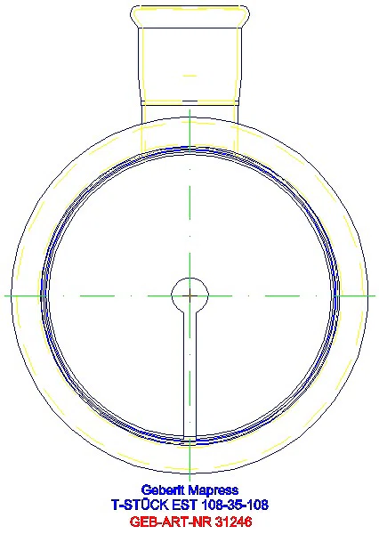 GE Mapress Edelstahl T-Stück reduziert d108-35-108_31246_L