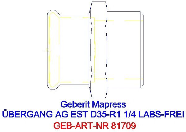 GE Mapress Edelstahl Übergang mit AG (LABS-frei) d35-R1 1/4_81709_G