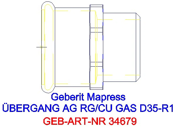 GE Mapress Kupfer Übergang mit AG (Gas) Rg d35-R1_34679_A