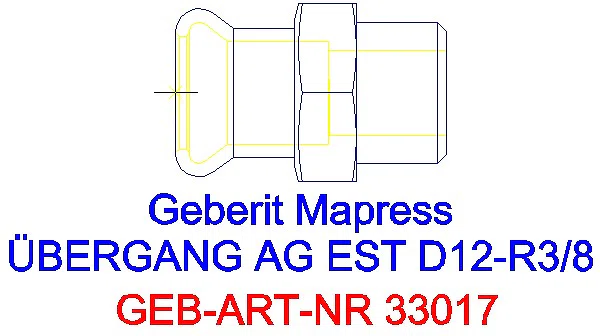 GE Mapress Edelstahl Übergang mit AG d12-R3/8_33017_A