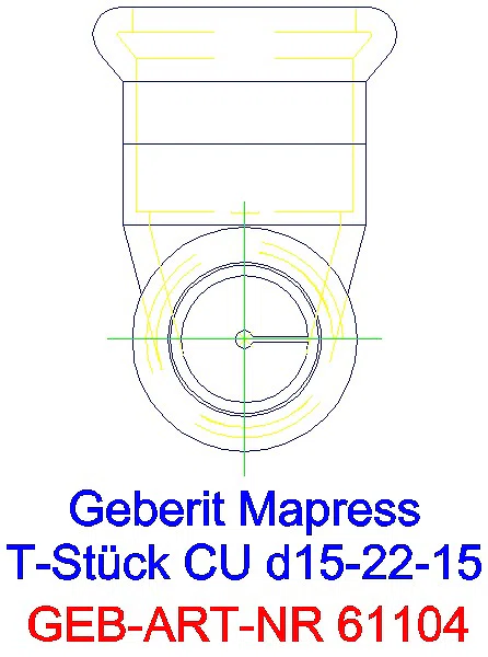 GE Mapress Kupfer T-Stück reduziert d15-22-15_61104_L