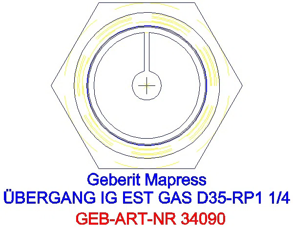 GE Mapress Edelstahl Übergang mit IG (Gas) d35-Rp1 1/4_34090_L