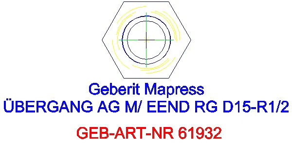 GE Mapress Kupfer Übergang mit AG und Einschubende Rg d15-R1/2_61932_L